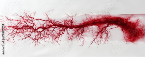 A detailed radiographic arteriogram of the abdomen, with contrast dye flowing through the renal arteries and celiac trunk, showing clear vascular pathways. photo