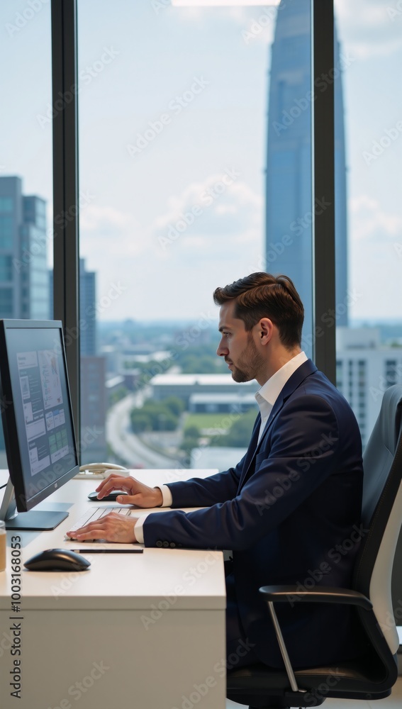 Businessman using contemporary technology for business solutions Businessman using contemporary technology for business solutions