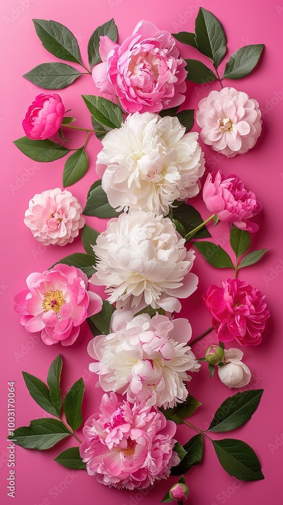 Peonies and roses on soft color background, romantic feminine composition, wedding invitation concept. Peonies and roses on soft color background, romantic feminine composition, wedding invitation concept.