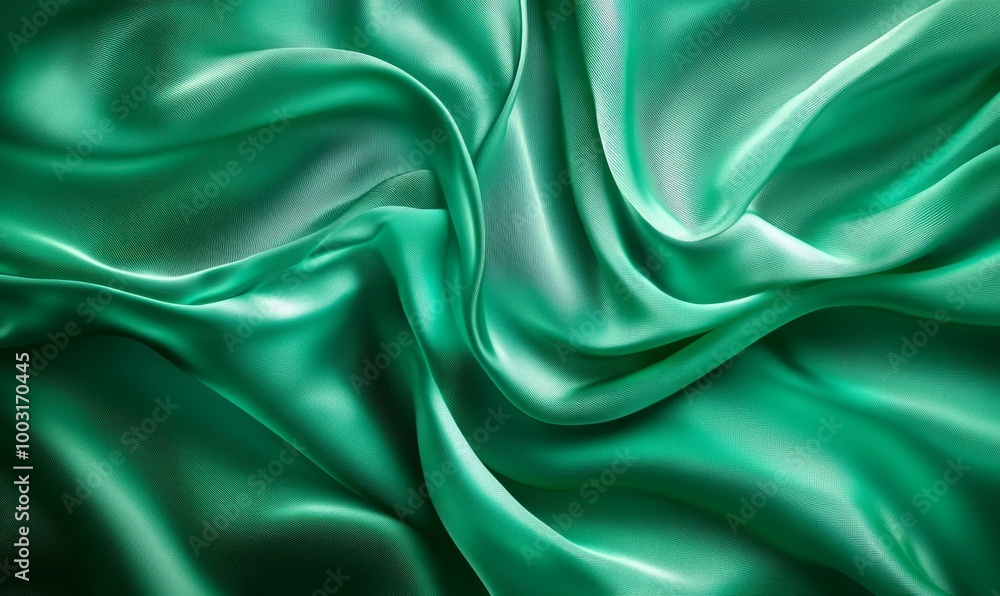 Abstract design of green silk waves, creating a fascinating visual aesthetic Abstract design of green silk waves, creating a fascinating visual aesthetic