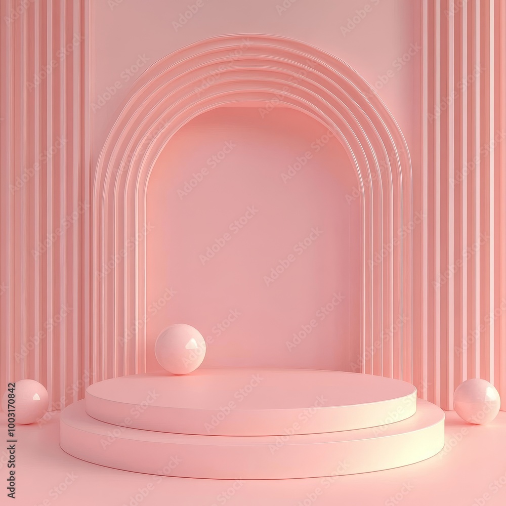 Abstract scene podium mockup with geometric forms. 3d render illustration Abstract scene podium mockup with geometric forms. 3d render illustration