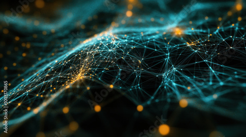 Wallpaper Mural Exploring the intricate web of light and connections in a digital landscape at night Torontodigital.ca