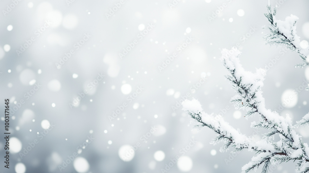 A simple gray winter christmas background - snow falls onto pine tree branches, snowflakes in the air in soft focus - a minimalist and tonal holiday background for a custom image and copypace. A simple gray winter christmas background - snow falls onto pine tree branches, snowflakes in the air in soft focus - a minimalist and tonal holiday background for a custom image and copypace.