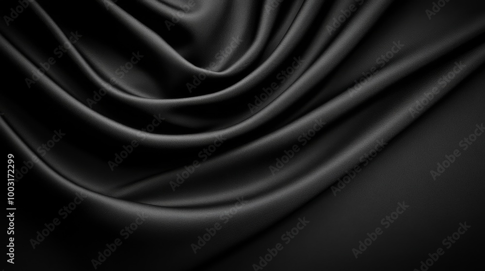 Soft drapes of dark gray fabric flow elegantly evoking a sense of luxury and calmness Soft drapes of dark gray fabric flow elegantly evoking a sense of luxury and calmness