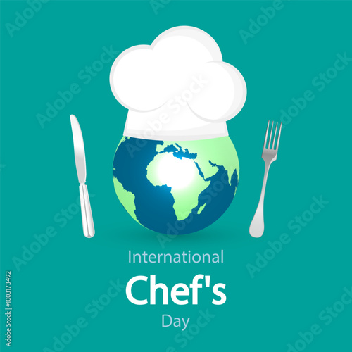Chefs International Day hat globe, vector art illustration.