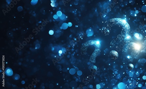 Wallpaper Mural Question marks on a dark blue background with blurred lights, a concept of information and web development Generative AI Torontodigital.ca