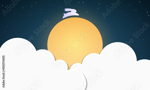 Zhongqiu chuseok moon rabbit, vector art illustration.