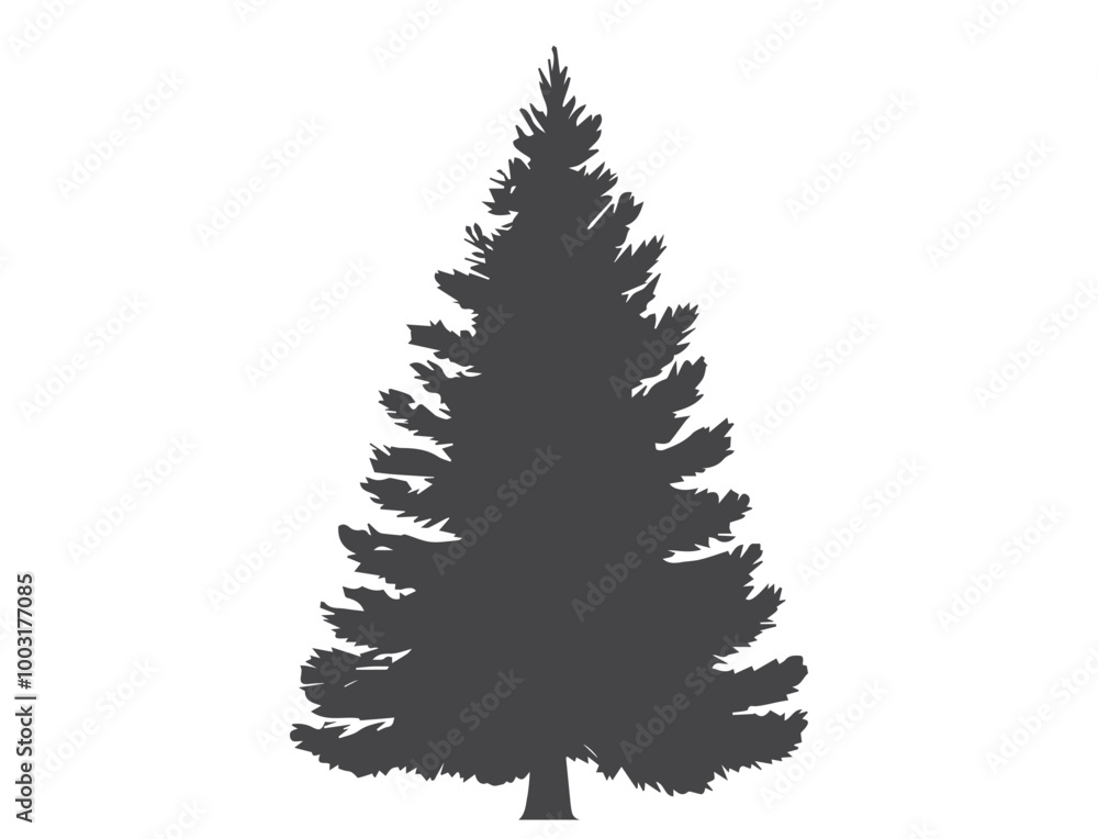 Obraz premium fir tree silhouette. Christmas tree. Christmas, New Year and nature design element. isolated vector image in simple style