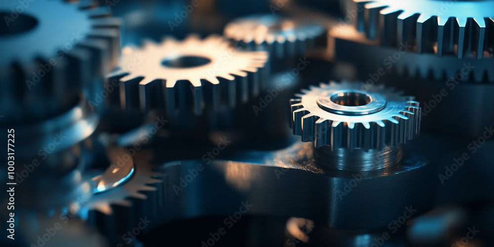 Metallic engine gear wheels and cogs, industrial dark background, engineering concept. Metallic engine gear wheels and cogs, industrial dark background, engineering concept.