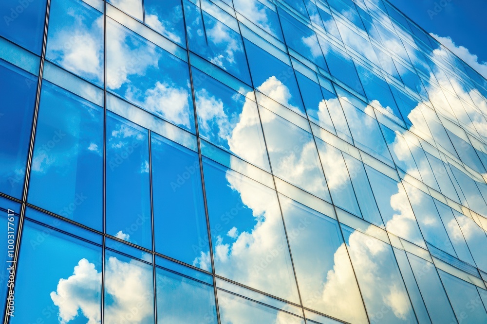 Fototapeta premium A building with a cloudy sky in the background. The sky is blue and the clouds are white