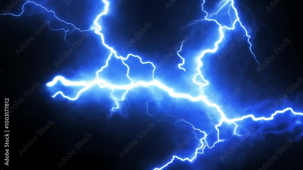 Blue lightning striking, dark background, Element 