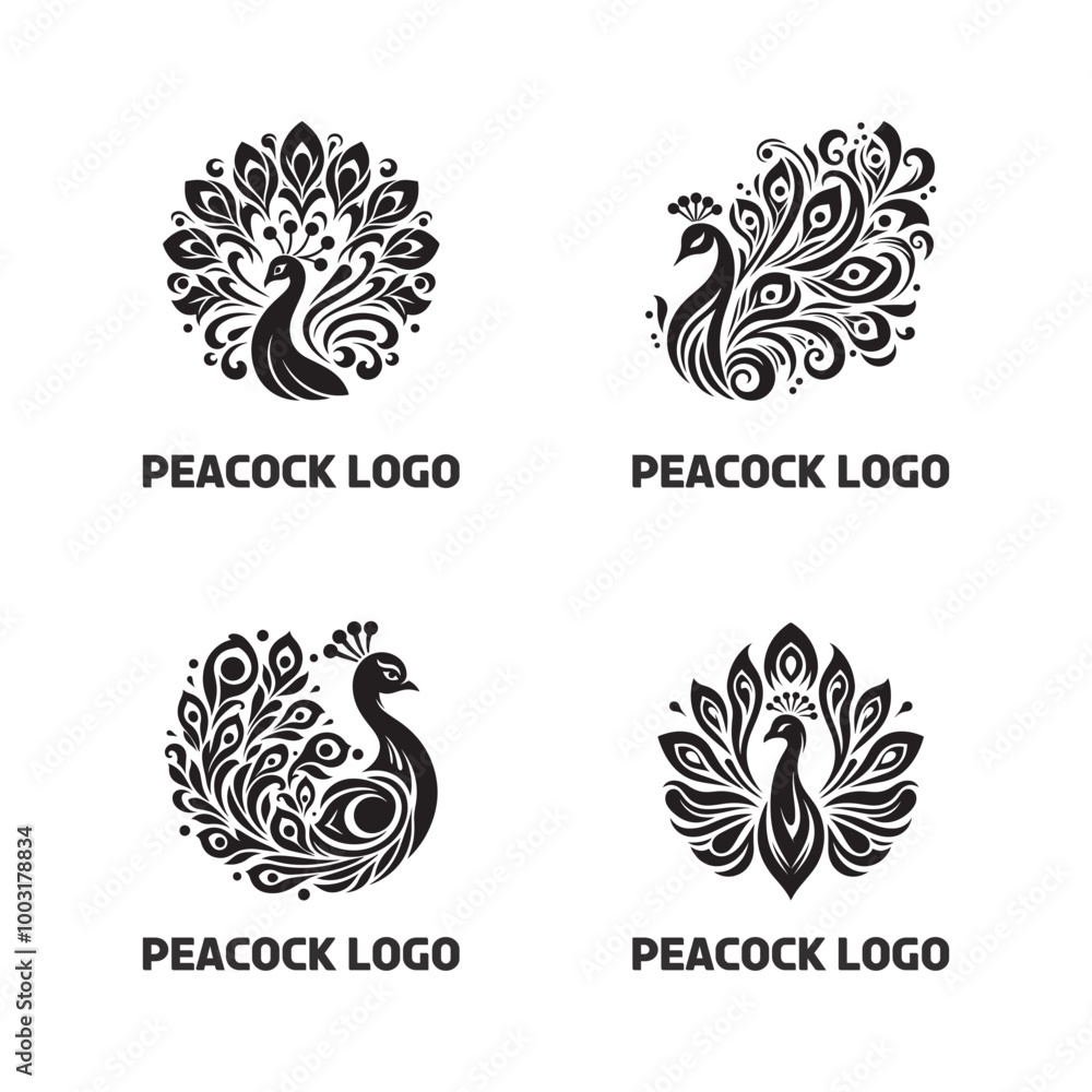 Fototapeta premium Peacock Silhouette Vector Art Illustration Design
