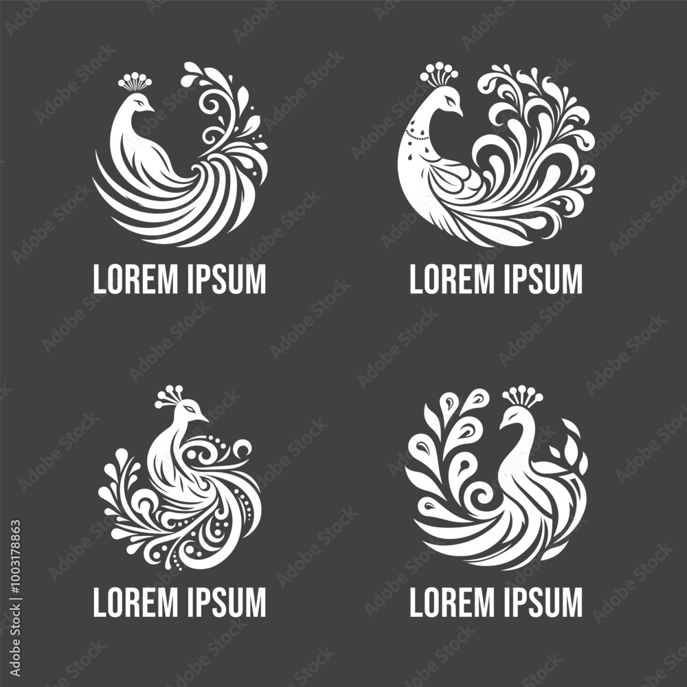 Obraz premium Peacock Silhouette Vector Art Illustration Design