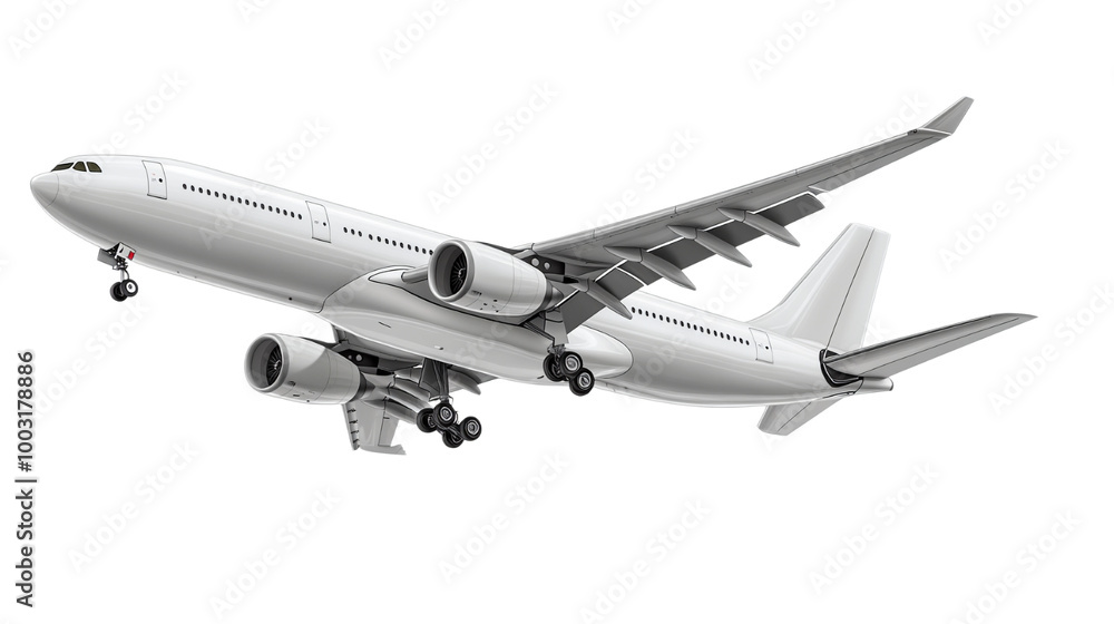 Close-up of white airplane on transparent background. Vacation concept, traveling abroad. Close-up of white airplane on transparent background. Vacation concept, traveling abroad.