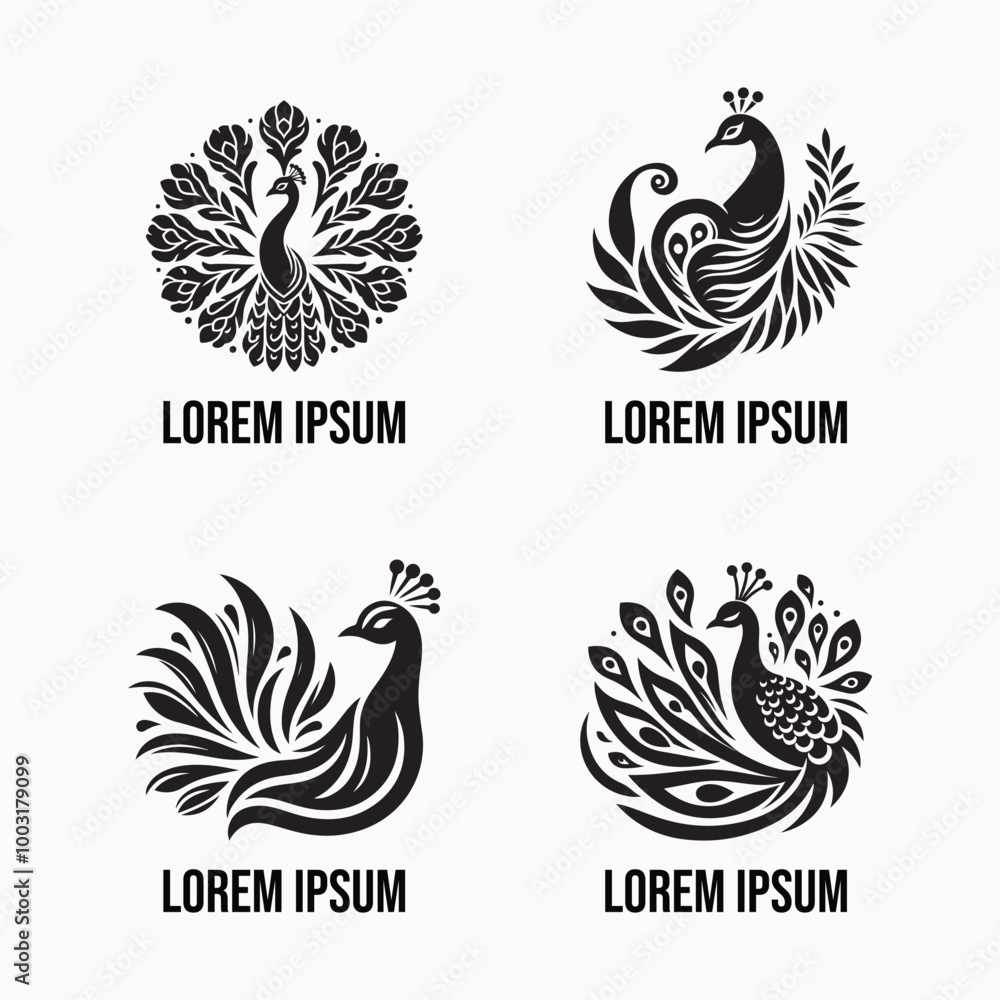Peacock Silhouette Vector Art Illustration Design Peacock Silhouette Vector Art Illustration Design