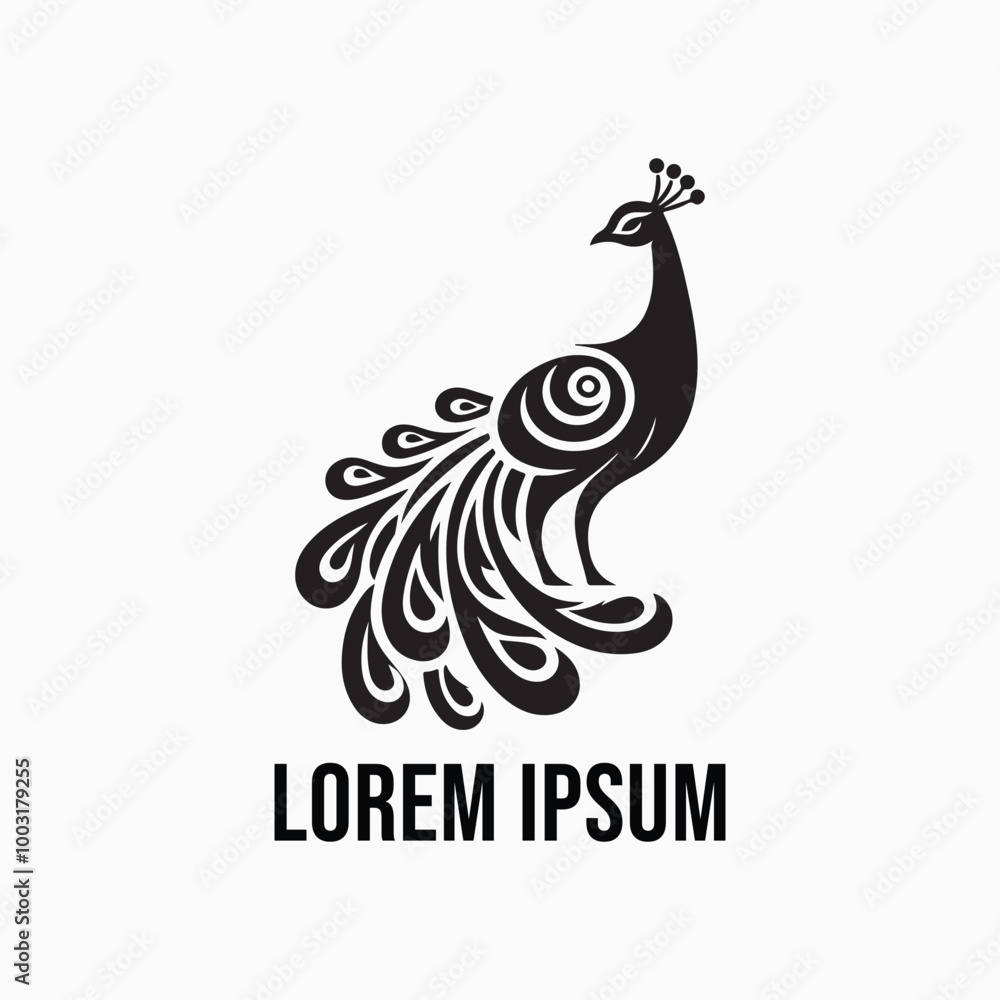 Fototapeta premium Peacock Silhouette Vector Art Illustration Design