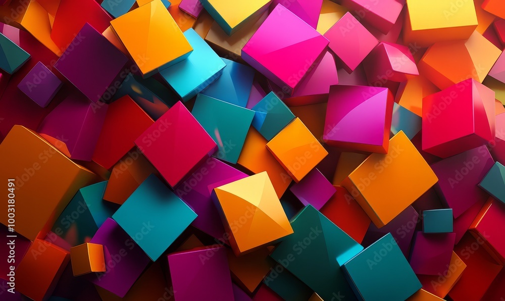 Creative 3D Background with Glossy Geometric Shapes. Vibrant Coloured Wallpaper Creative 3D Background with Glossy Geometric Shapes. Vibrant Coloured Wallpaper