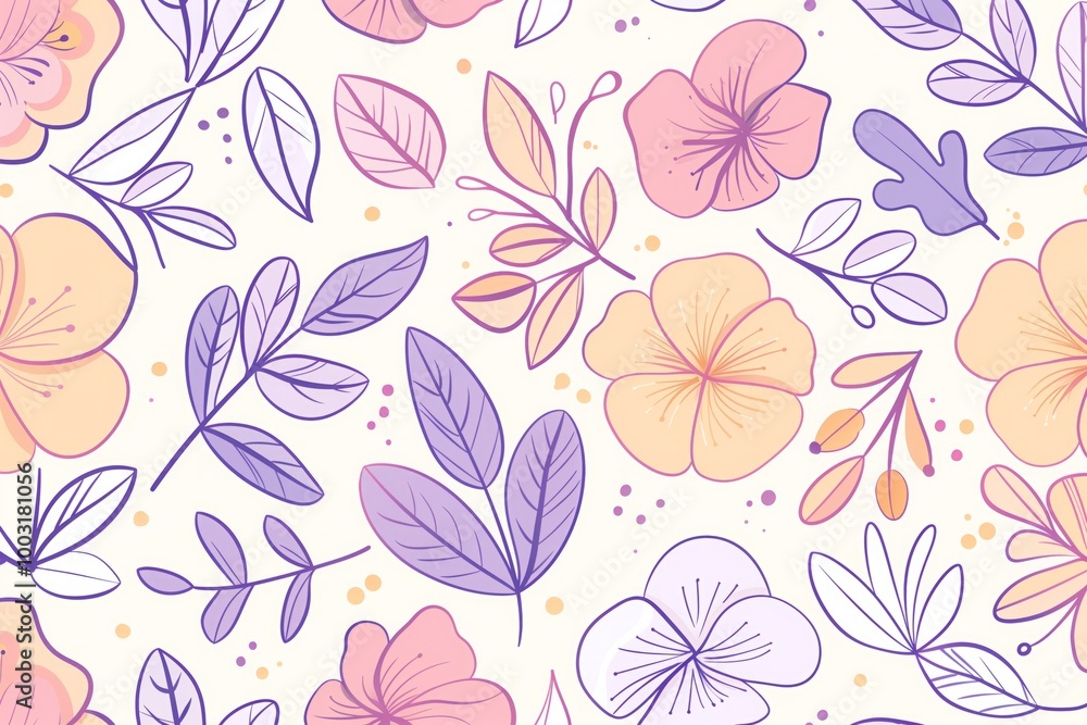 custom made wallpaper toronto digitalA colorful floral pattern with purple and yellow flowers