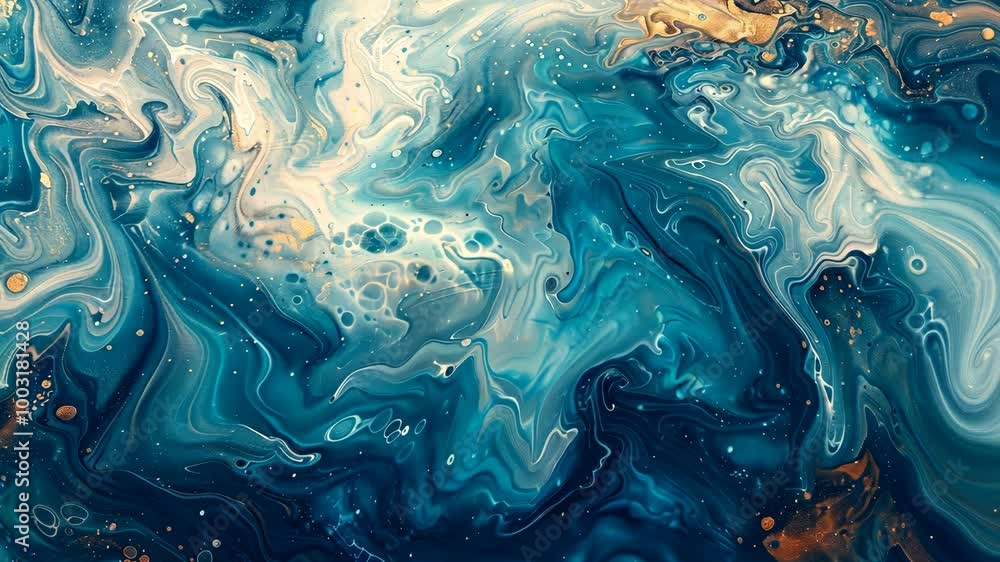 Abstract blue and white paint swirls create a mesmerizing pattern Abstract blue and white paint swirls create a mesmerizing pattern