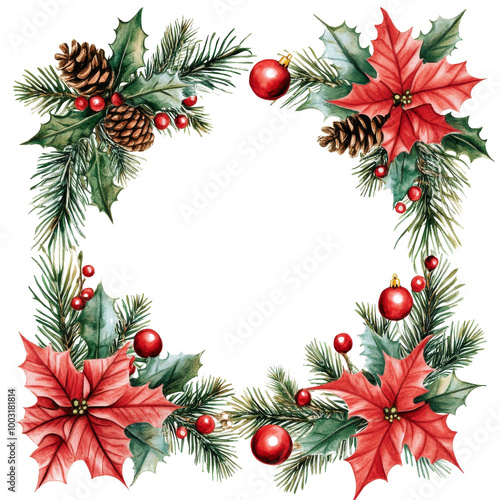 Winter foliage arrangement featuring pinecones and berries for holiday decora...