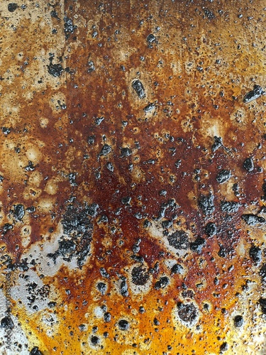 burnt crumbs on a greasy surface
