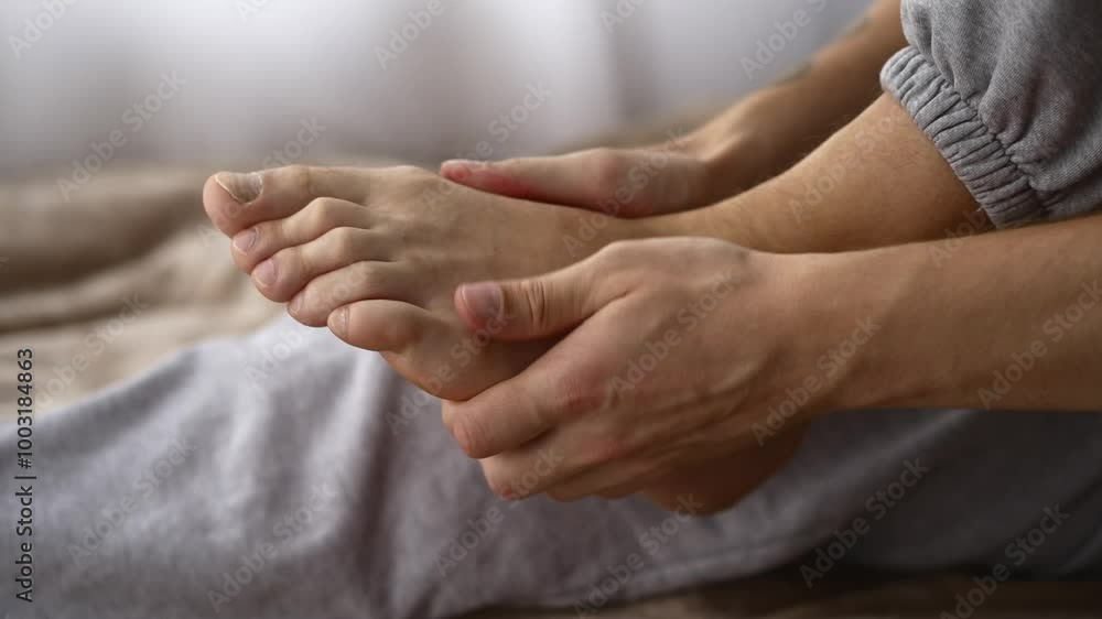 The man's leg hurts.
Male foot.
A man massages his ankle.
Foot massage.
Foot bruise.
It hurts for a person to step on it.
Relieving leg pain The man's leg hurts.
Male foot.
A man massages his ankle.
Foot massage.
Foot bruise.
It hurts for a person to step on it.
Relieving leg pain