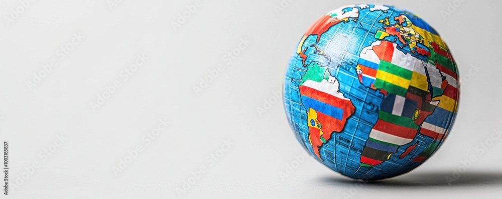 Colorful globe with diverse country flags symbolizing global unity and cultural diversity Colorful globe with diverse country flags symbolizing global unity and cultural diversity