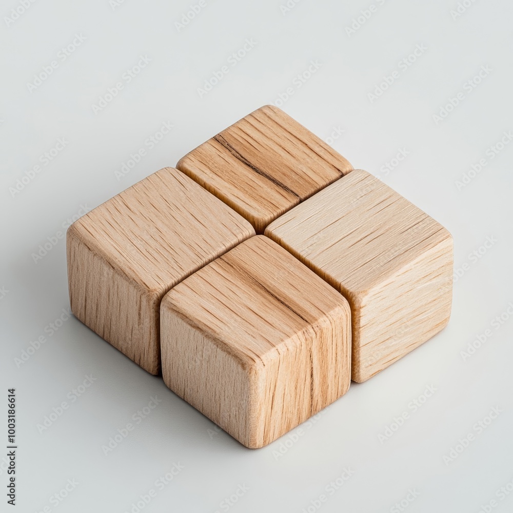 Wooden Blocks in Minimalist Arrangement on Surface Wooden Blocks in Minimalist Arrangement on Surface