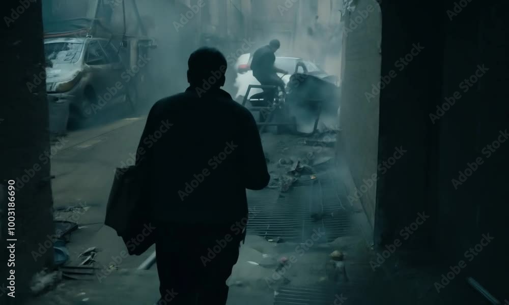 Thief fleeing and running down a street. Thief fleeing and running down a street.