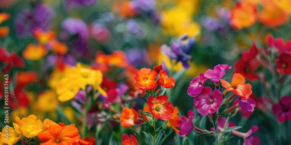 Vibrant garden flora Erysimum cheiri Fire King Vibrant garden flora Erysimum cheiri Fire King