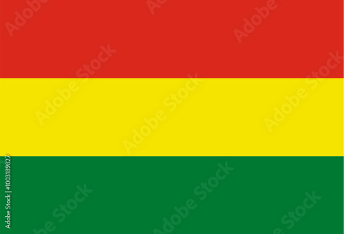 National Flag Plurinational State of Bolivia - vector, horizontal tricolor of red, yellow and green