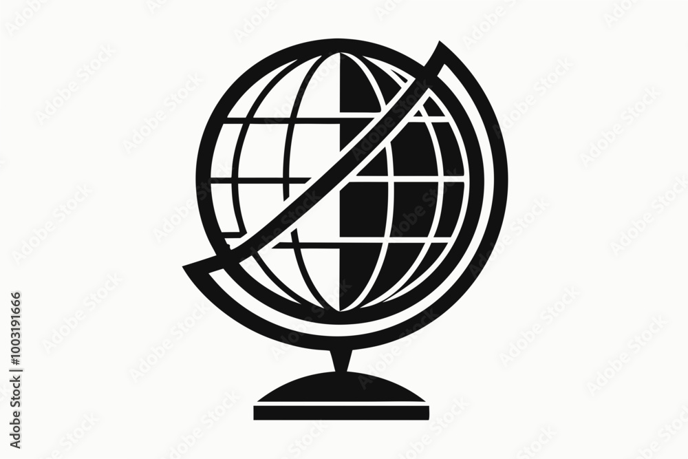 Mid-century Modern Globe Icon stock silhouette black vector illustration Mid-century Modern Globe Icon stock silhouette black vector illustration