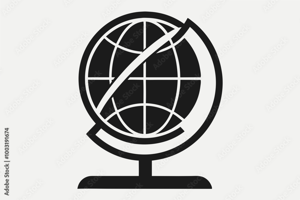 Mid-century Modern Globe Icon stock silhouette black vector illustration Mid-century Modern Globe Icon stock silhouette black vector illustration