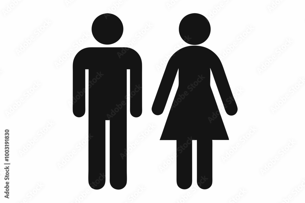 Male and female toilet icons silhouette black vector art illustration Male and female toilet icons silhouette black vector art illustration