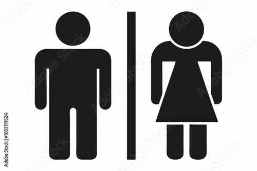 Male and female toilet icons silhouette black vector art illustration