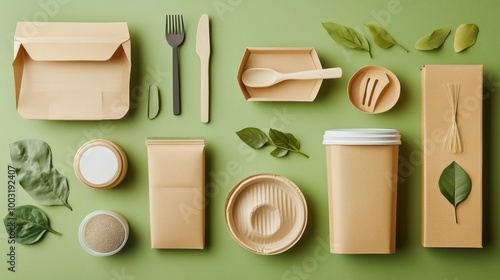 Eco-friendly packaging materials and utensils photo