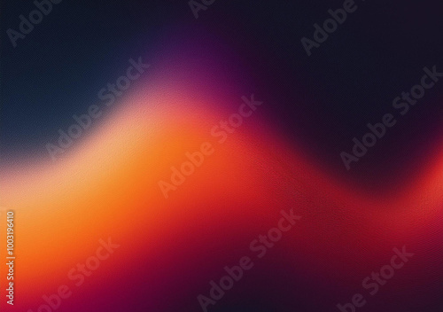 Abstract colors gradient background, red orange purple blurred wave on dark, grain texture effect, copy space