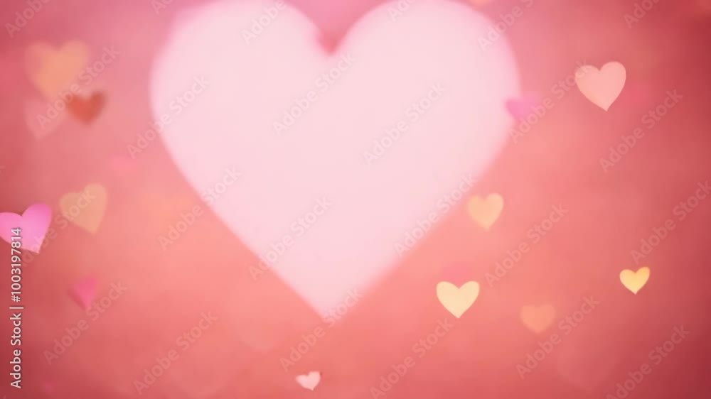 Small red hearts float gracefully within a large, blurry heart against a soft pink background, creating a dreamy and romantic atmosphere perfect for celebrating love and affection Small red hearts float gracefully within a large, blurry heart against a soft pink background, creating a dreamy and romantic atmosphere perfect for celebrating love and affection