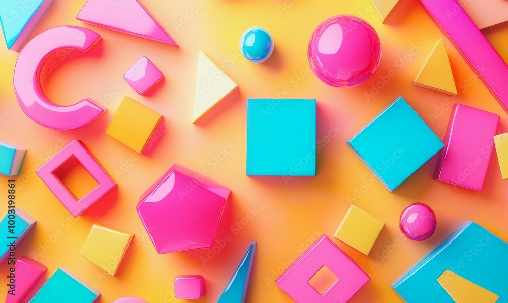 Creative 3D Background with Glossy Geometric Shapes. Vibrant Coloured Wallpaper Creative 3D Background with Glossy Geometric Shapes. Vibrant Coloured Wallpaper