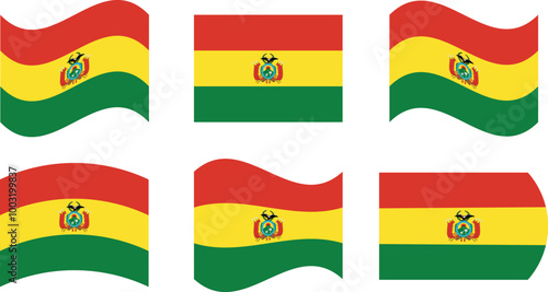 Set of 6 flags of bolivia