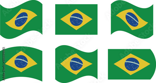 Set of 6 flags of brazil