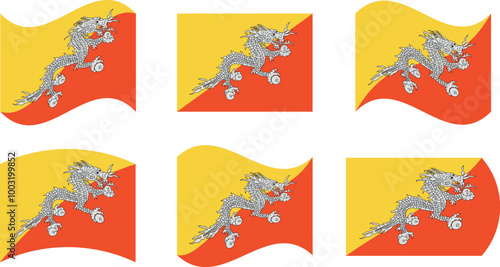 Set of 6 flags of bhutan