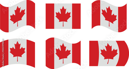 Set of 6 flags of canada