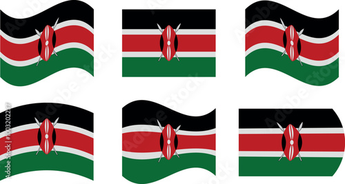 Set of 6 flags of kenya