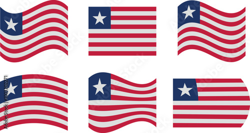 Set of 6 flags of liberia