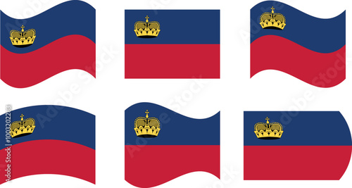 Set of 6 flags of liechtenstein
