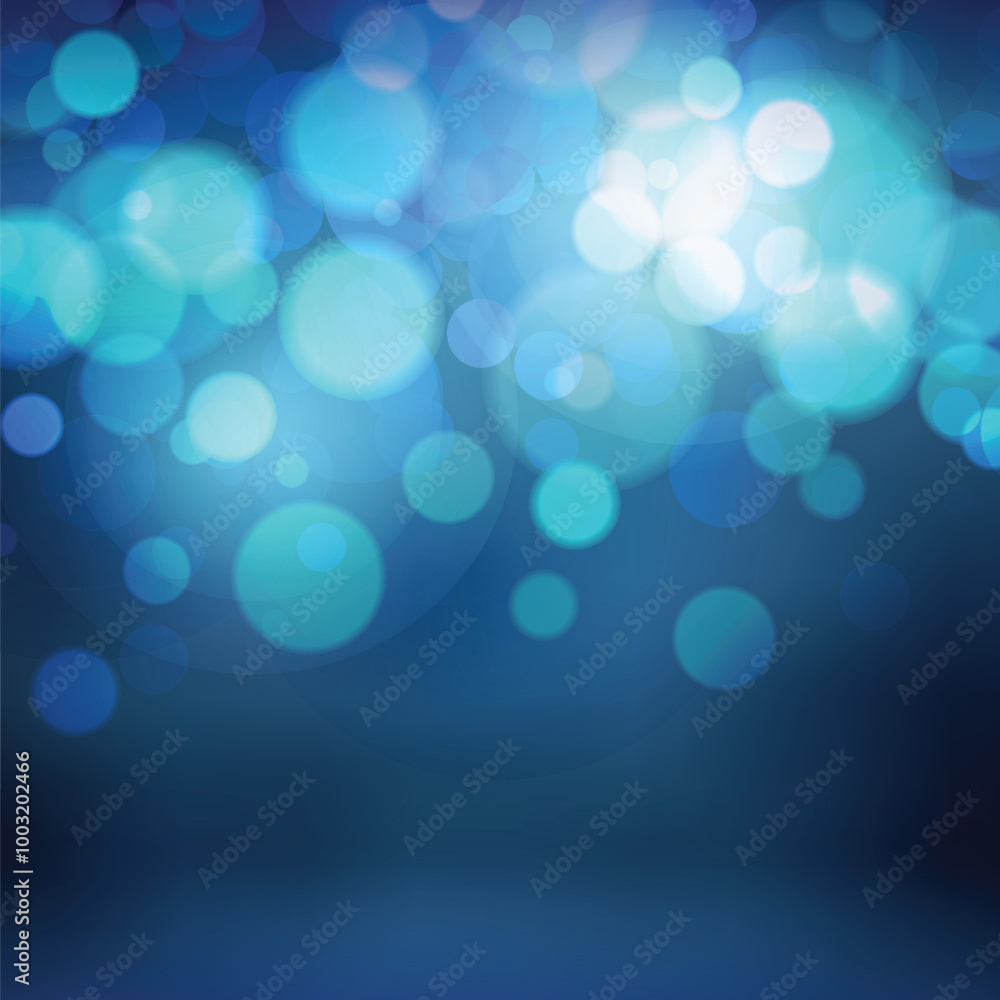 Blue bokeh. Blurred dark background with glowing light circles. Bright festive backdrop. Blue bokeh. Blurred dark background with glowing light circles. Bright festive backdrop.