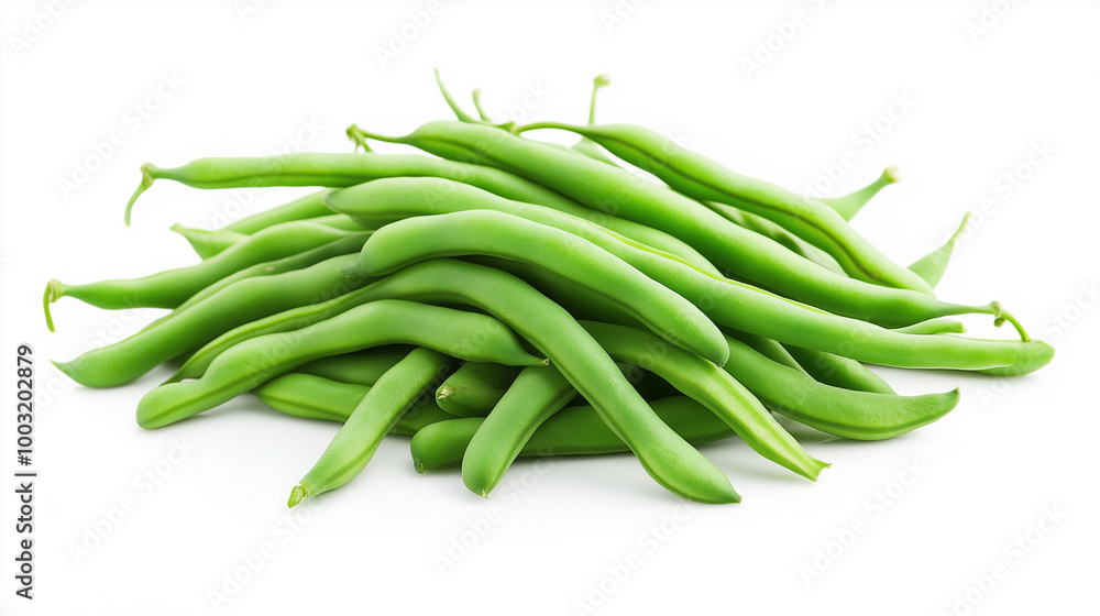 green beans on white background green beans on white background