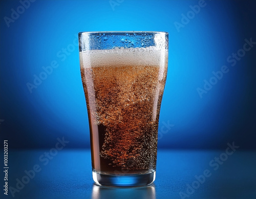 Wallpaper Mural Carbonated soda glass on blue background Torontodigital.ca