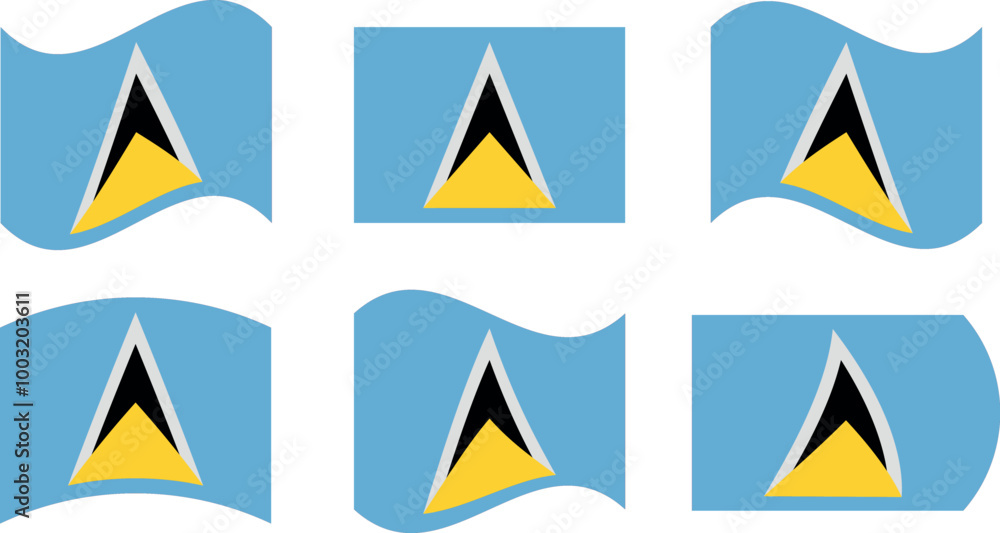 Set of 6 flags of saint lucia Set of 6 flags of saint lucia